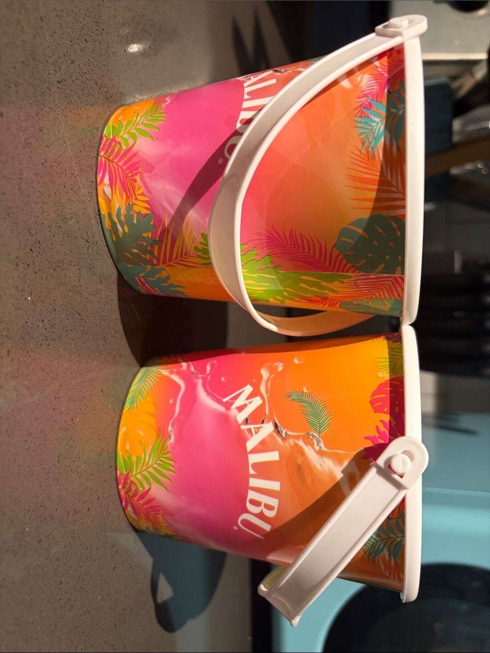 Malibu Tropical Print Mini Bucket cups - Pink & Orange